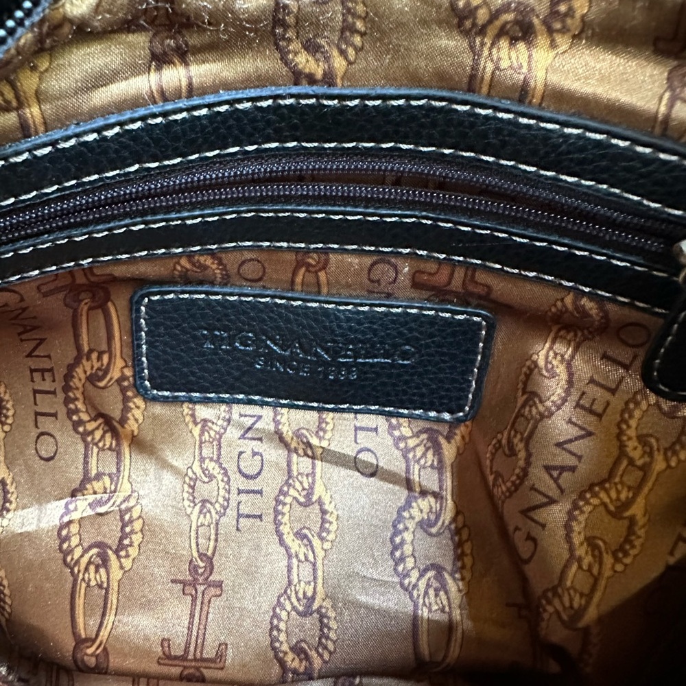 Boho Black Leather Tignanello Hobo Slouched Bag - Lots of Pockets! Fits iPad - Picture 6 of 16